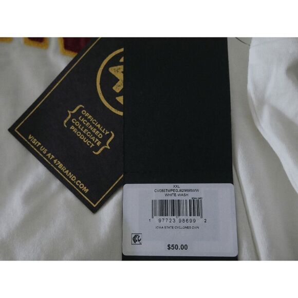 Iowa State Cyclones ’47 Brand T-Shirt Men’s XXL White NCAA Team Logo Tee - Picture 9 of 10